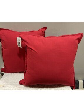 Rizzy Home 20x20in Set of 2 Pillow Decorative Removable Cover Red 100% Cotton